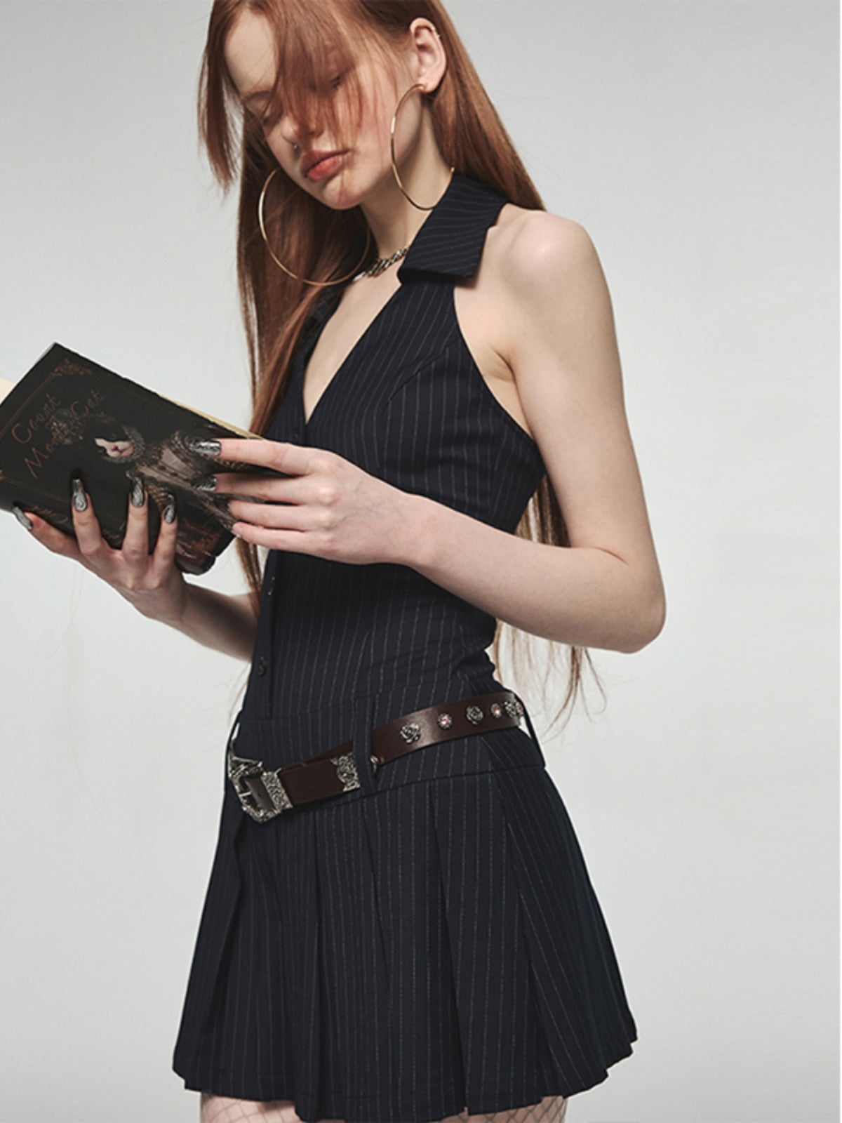 French Kikyo Hanging Neck Off Shoulder Spicy Girl Dress